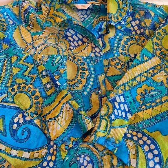 Erin by Erin London Size 2X Multicolor Partially Sheer Button up Top - Picture 3 of 8